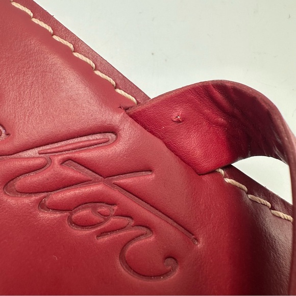 Brighton Red Alice Sandals Thong Flat Leather Womens Size 9M Silver Medallion - Picture 8 of 12